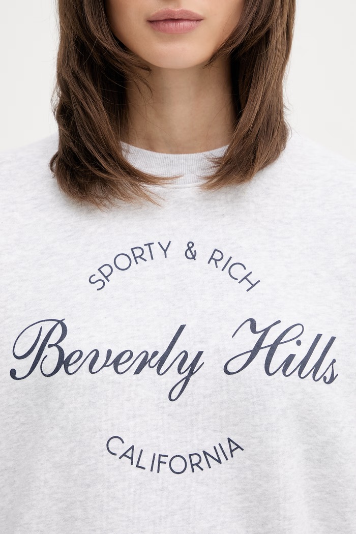 Sporty & Rich Beverly Script μπλούζα βαμβακερή Γυναικεία γκρί ST09876257GY03