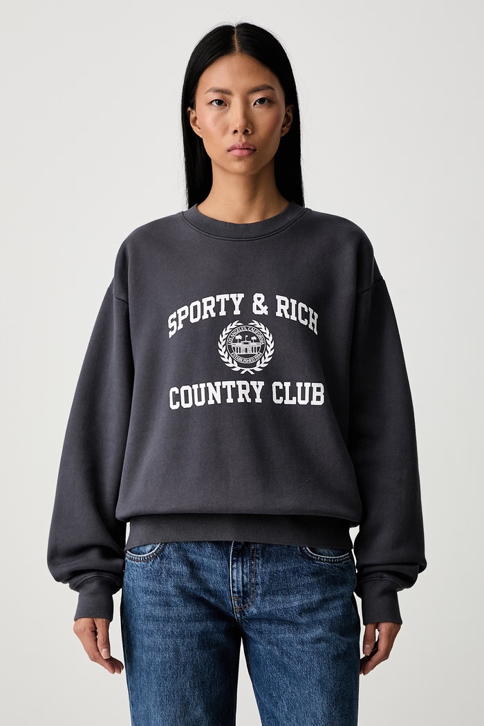 Sporty & Rich Varsity Crest bluza bawełniana damska szary ST098711218GY25