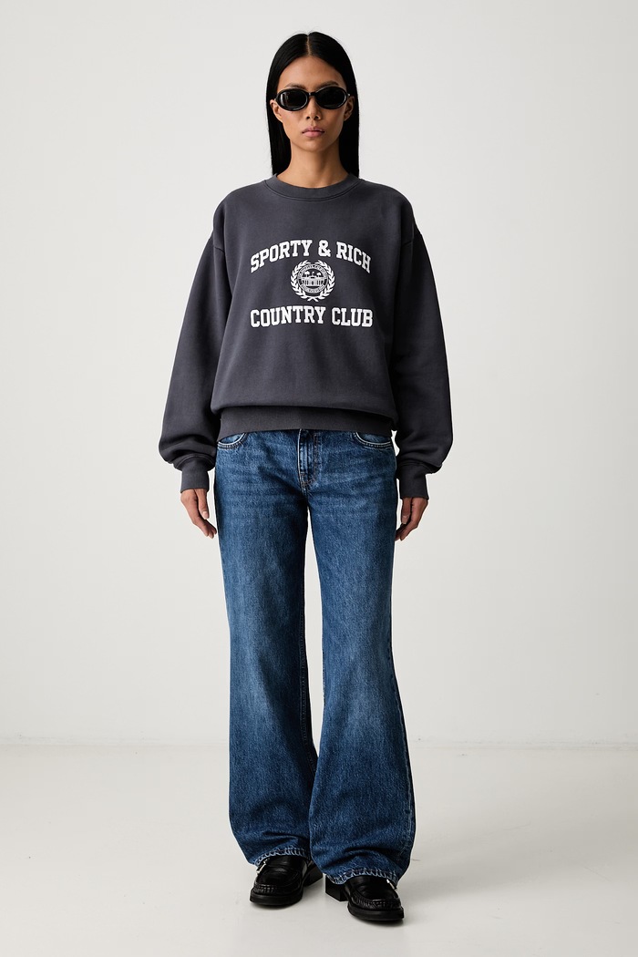 Sporty & Rich Varsity Crest bluza bawełniana damska ST098711218GY25 szary SS26