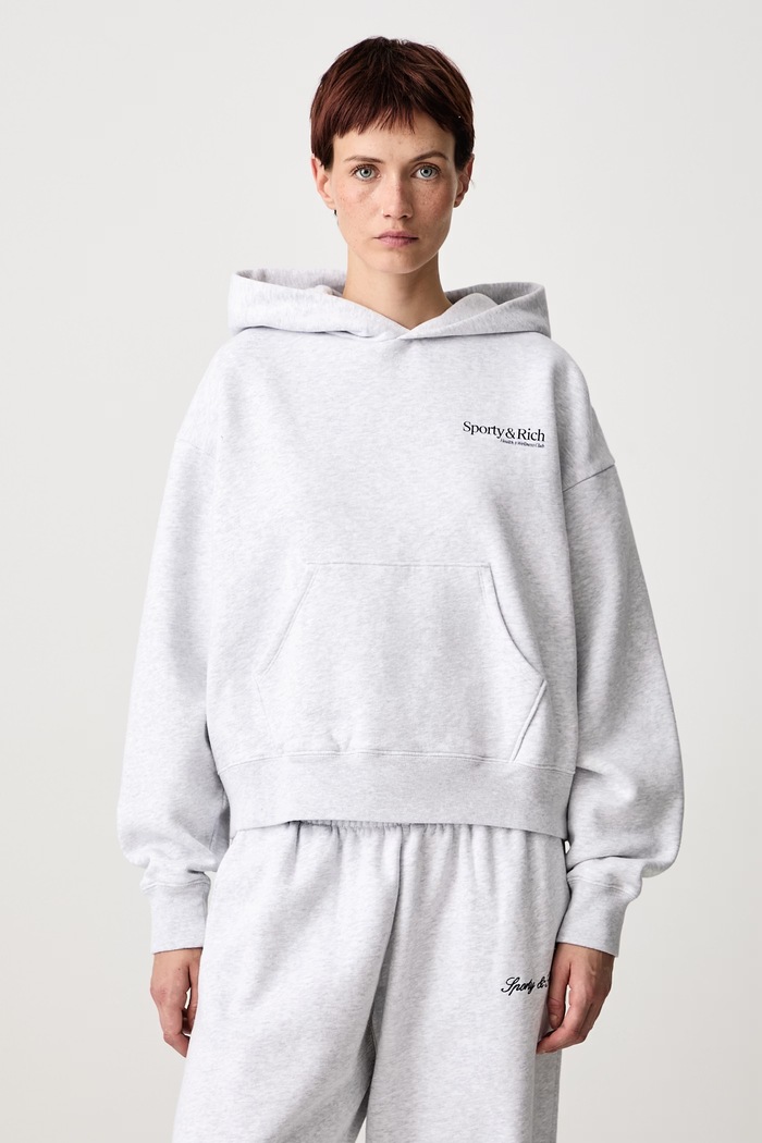 Sporty & Rich Modern bluza z kapturem bawełniana damska szary ST095710087GY03