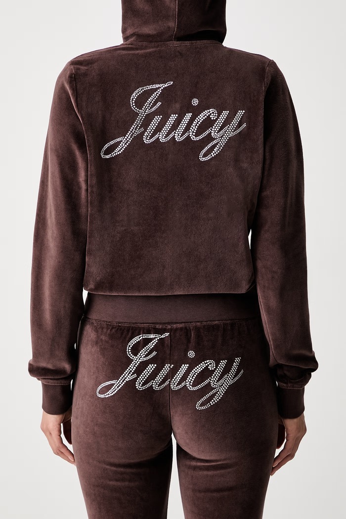 Sporty & Rich x Juicy Couture bluza rozpinana z kapturem welurowa damska CA046716689BR03