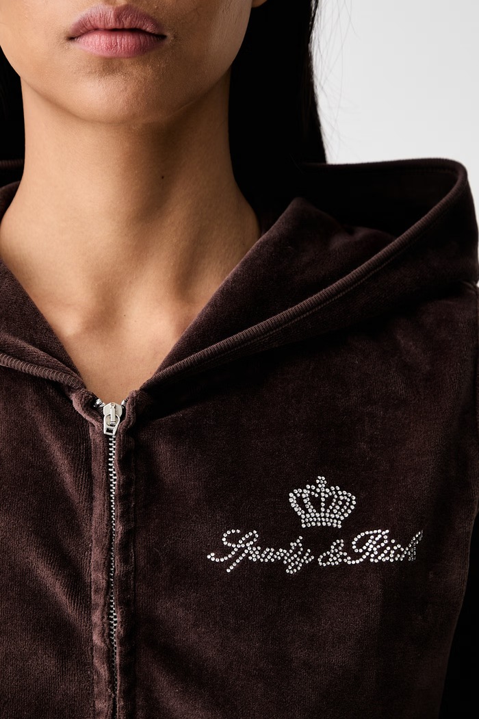 Sporty & Rich x Juicy Couture bluza rozpinana z kapturem welurowa damska CA046716689BR03