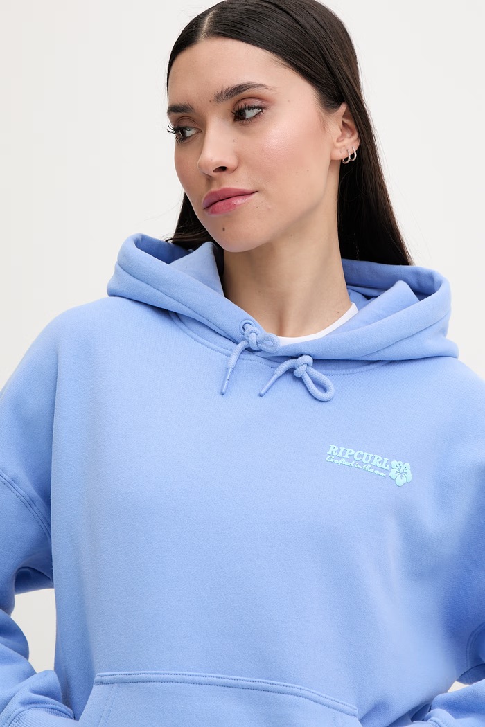 Rip Curl hanorac cu glugă pentru femei, cu bumbac SURF PUFF HERITAGE albastru 0A0WFL