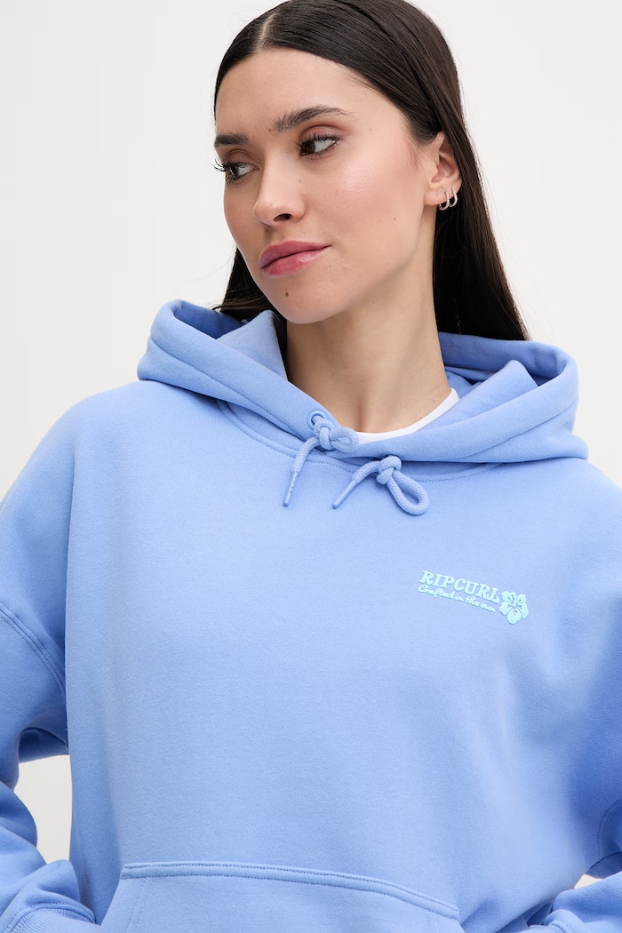 Rip Curl hanorac cu glugă pentru femei, cu bumbac SURF PUFF HERITAGE albastru 0A0WFL