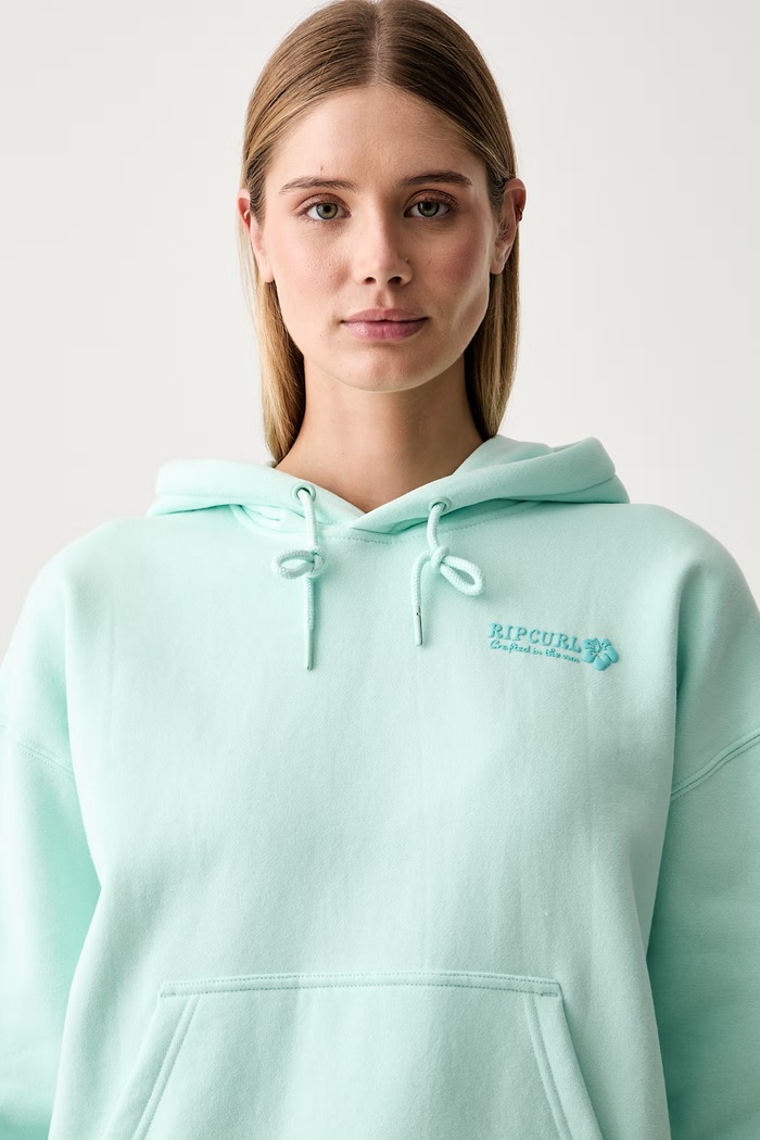 Rip Curl hanorac cu glugă pentru femei, din bumbac SURF PUFF HERITAGE turcoaz 0A0WFL