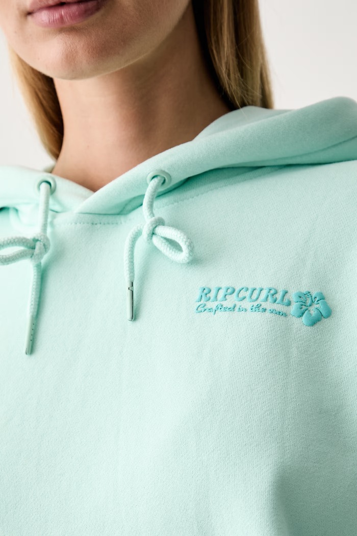 Rip Curl hanorac cu glugă pentru femei, din bumbac SURF PUFF HERITAGE 0A0WFL turcoaz