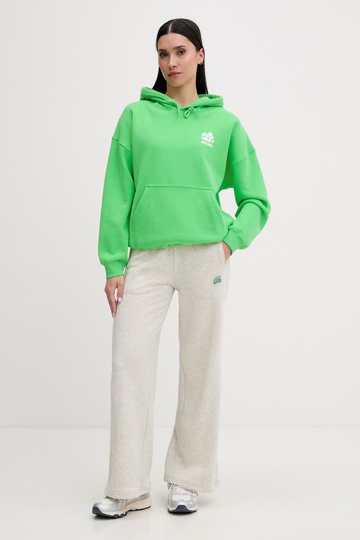 Rip Curl hanorac cu glugă pentru femei, cu bumbac SURF PUFF HERITAGE 0A0WFL verde SS26