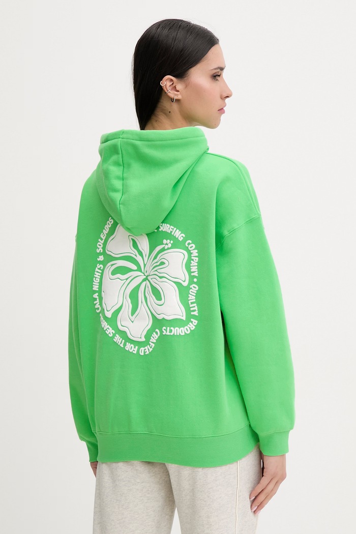 Îmbrăcăminte Rip Curl hanorac cu glugă pentru femei, cu bumbac SURF PUFF HERITAGE 0A0WFL verde