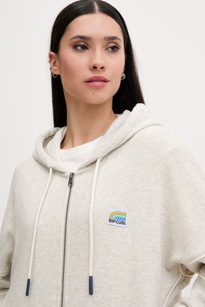 Rip Curl hanorac cu fermoar pentru femei, din bumbac SURF SIDE gri 0BGWFL