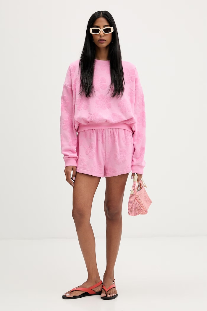 Rip Curl μπλούζα oversize γυναικεία βαμβακερή PARADISE TERRY CREW 0BPWFL ροζ SS26