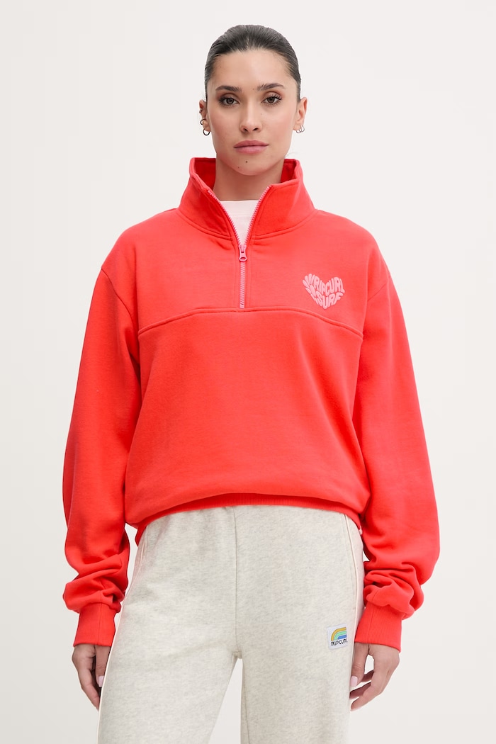 Rip Curl hanorac pentru femei, cu bumbac RC HEART rosu 0BWWFL