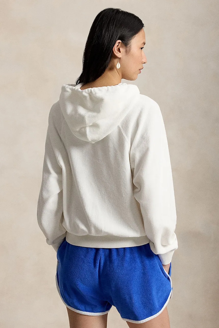 Polo Ralph Lauren mikina s kapucňou dámska bavlnená 211A12745 biela SS26