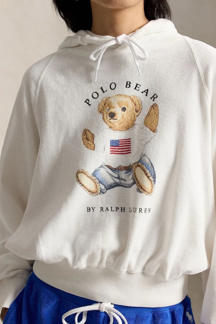 Polo Ralph Lauren mikina s kapucňou dámska bavlnená biela 211A12745