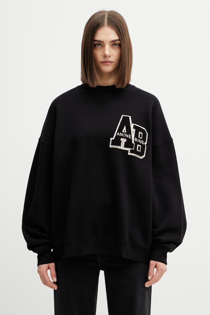 Anine Bing Miles bluza oversize bawełniana damska czarny A.08.10074