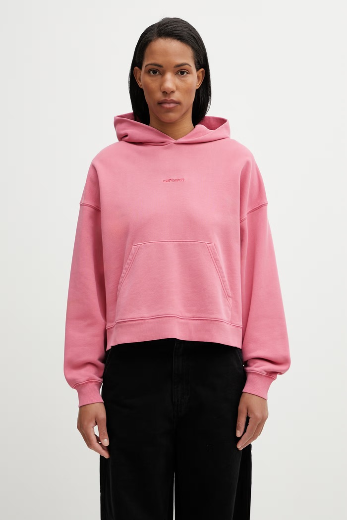 Carhartt WIP W' Hooded Benton Sweat mikina s kapucí dámská bavlněná růžová I034512.3IJGD