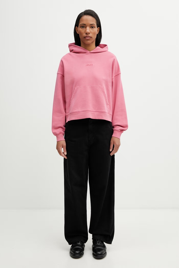 Carhartt WIP W' Hooded Benton Sweat mikina s kapucí dámská bavlněná I034512.3IJGD růžová