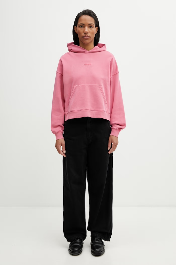 Carhartt WIP W' Hooded Benton Sweat mikina s kapucí dámská bavlněná I034512.3IJGD růžová