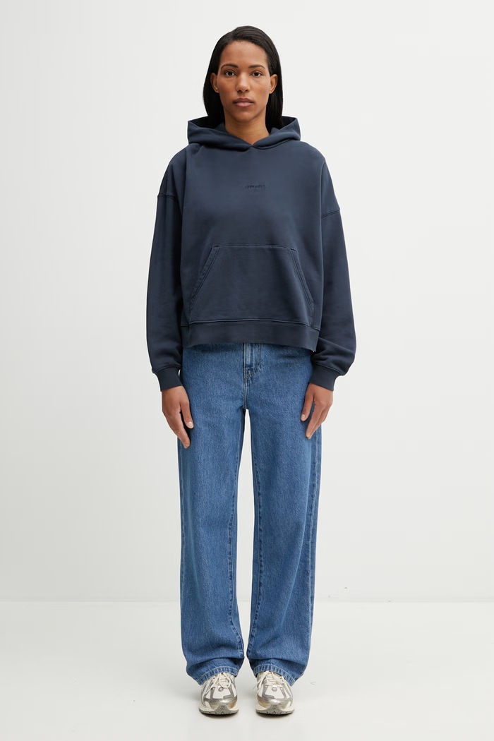 Carhartt WIP W' Hooded Benton Sweat mikina s kapucí bavlněná dámská I034512.3IWGD námořnická modř
