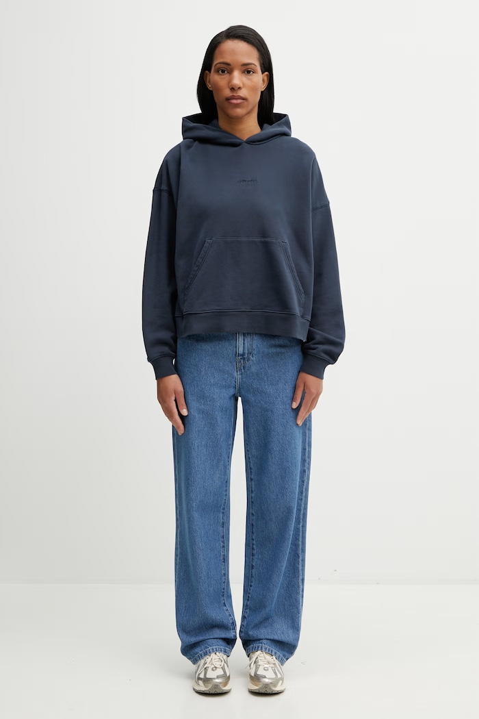 Carhartt WIP W' Hooded Benton Sweat mikina s kapucí bavlněná dámská I034512.3IWGD námořnická modř