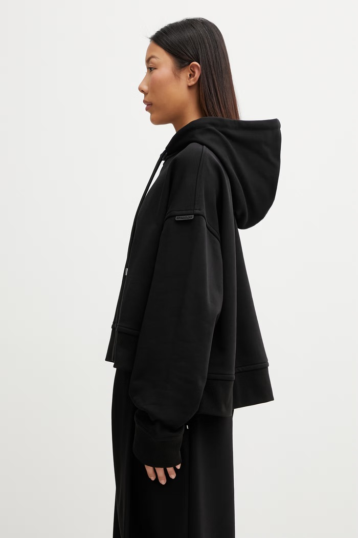 Sportmax Spdslogan μπλούζα με κουκούλα βαμβακερή γυναικεία 2612921015600 μαύρο SS26