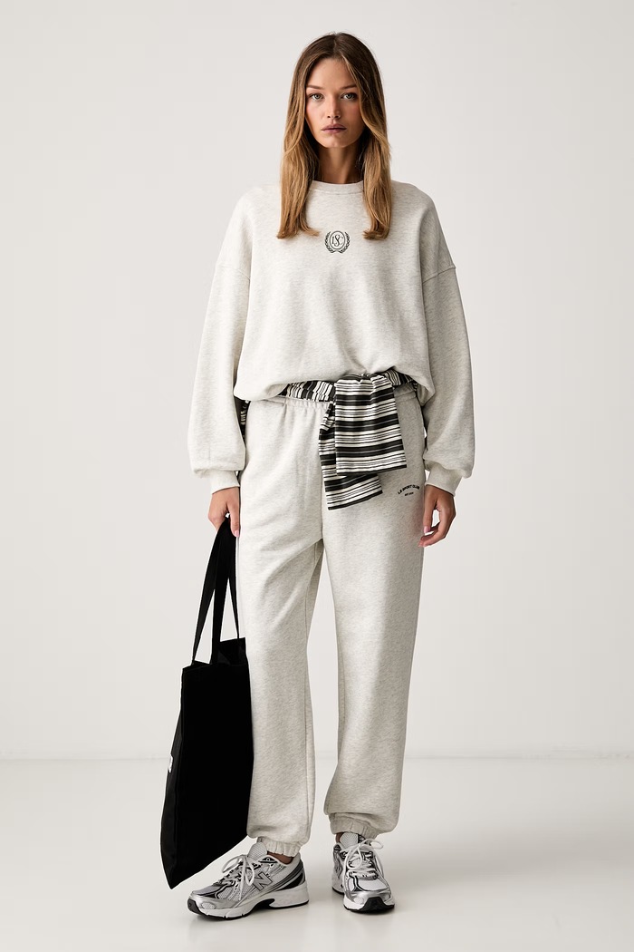 Le Privé bluza damska bawełniana VARSITY CREWNECK LP00703 szary SS26