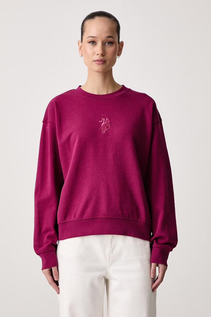 U.S. Polo Assn. Dukserica za žene s pamukom Large Tonal DHM LB roza WUP0788