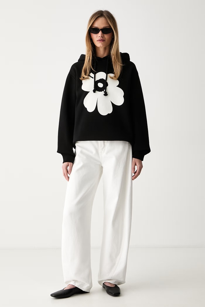 Marimekko bluza z kapturem damska z bawełną 094089 czarny SS26