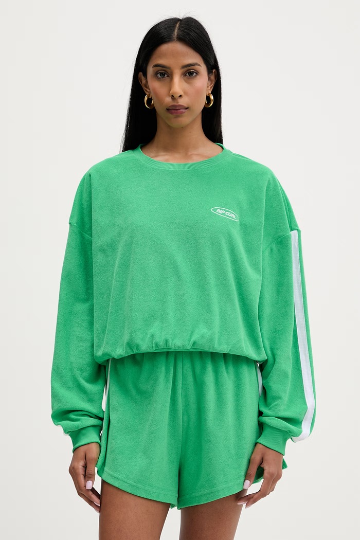 Rip Curl μπλούζα oversize γυναικεία με βαμβάκι πράσινο 076WFL