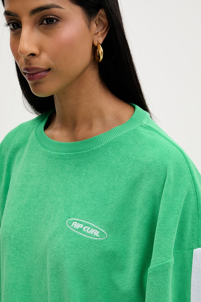 Rip Curl μπλούζα oversize γυναικεία με βαμβάκι πράσινο 076WFL