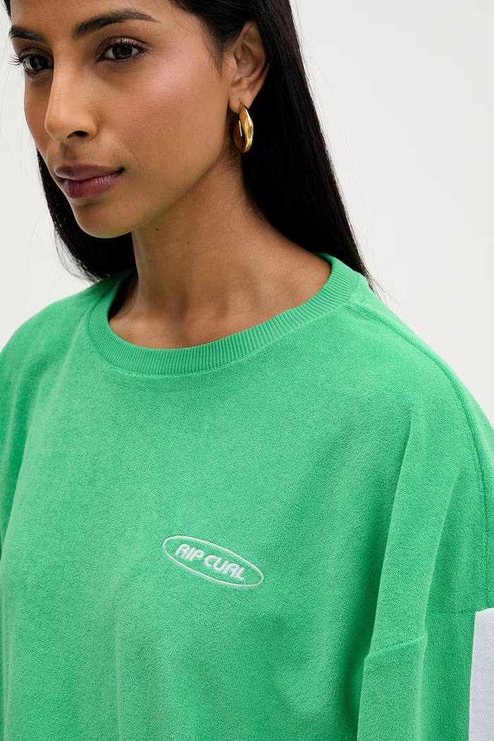 Rip Curl μπλούζα oversize γυναικεία με βαμβάκι πράσινο 076WFL