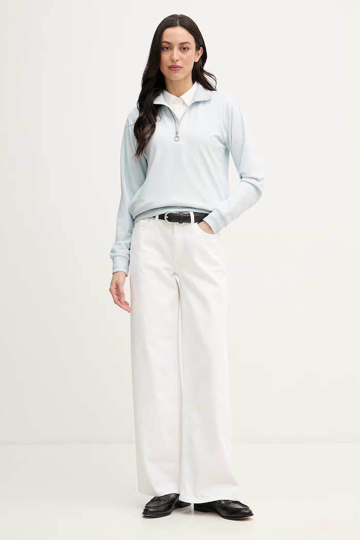 U.S. Polo Assn. mikina dámska s bavlnou DHM LB Quarter Zip WUP1673 tyrkysová SS26