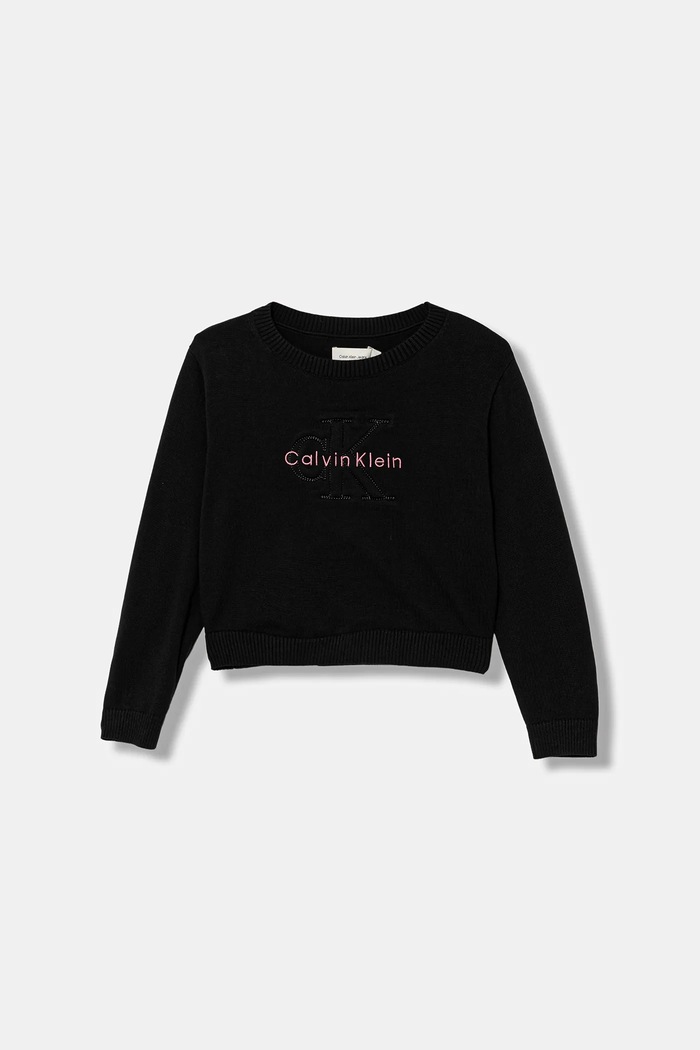 Calvin Klein Jeans hanorac de bumbac pentru copii imprimeu negru IG0IG03075.128.176.PPY2