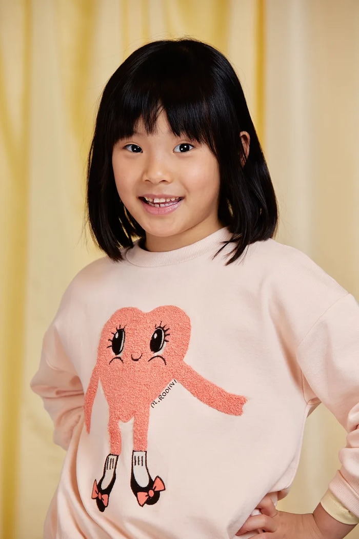 Mini Rodini bluza bawełniana dziecięca Heart aplikacja pomarańczowy 26120123