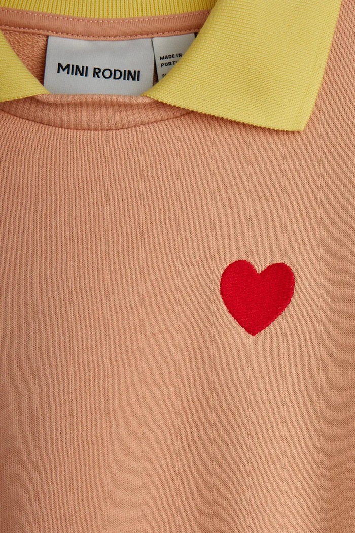 Dievča Detská bavlnená mikina Mini Rodini Heart 26120126 oranžová