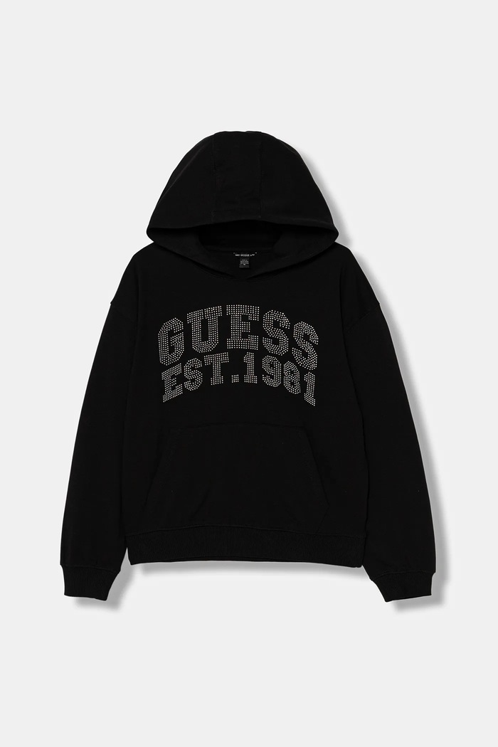 Dětská bavlněná mikina Guess s kapucí černá J6RQ02.KA6R4.PPY2