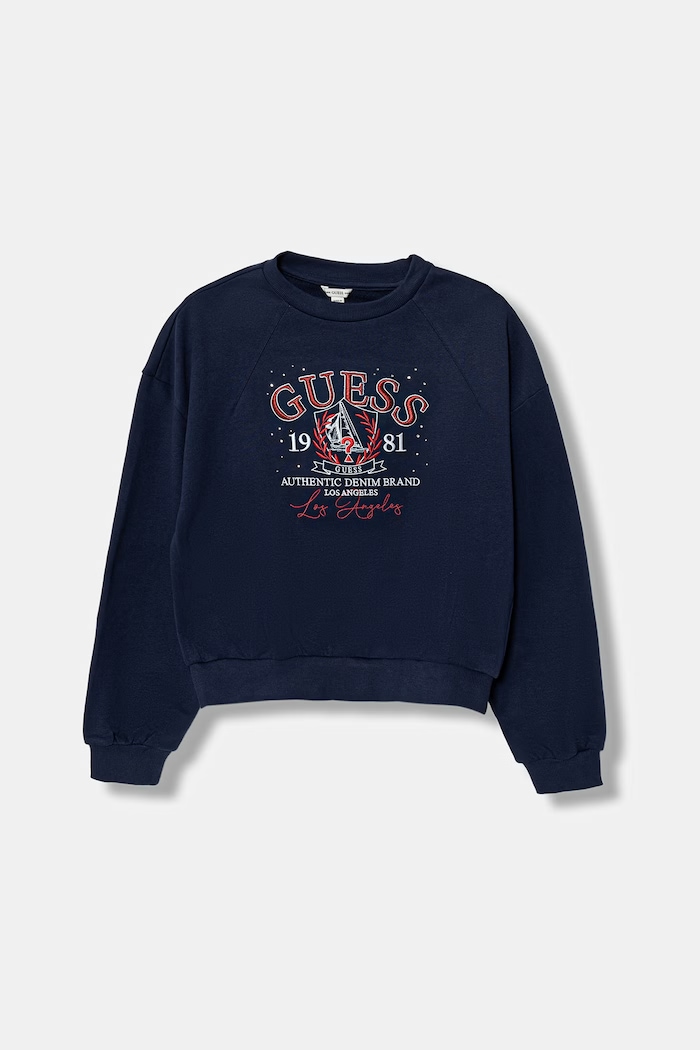 Guess hanorac de bumbac pentru copii imprimeu bleumarin J6RQ06.KAD74.PPY2