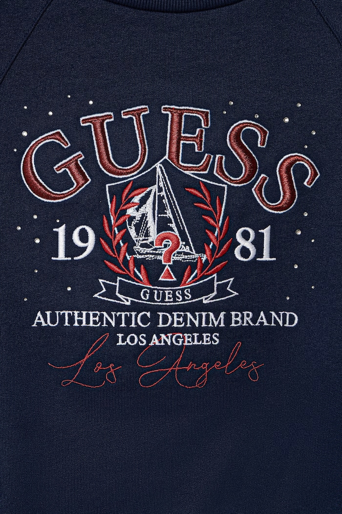 Fete Guess hanorac de bumbac pentru copii J6RQ06.KAD74.PPY2 bleumarin