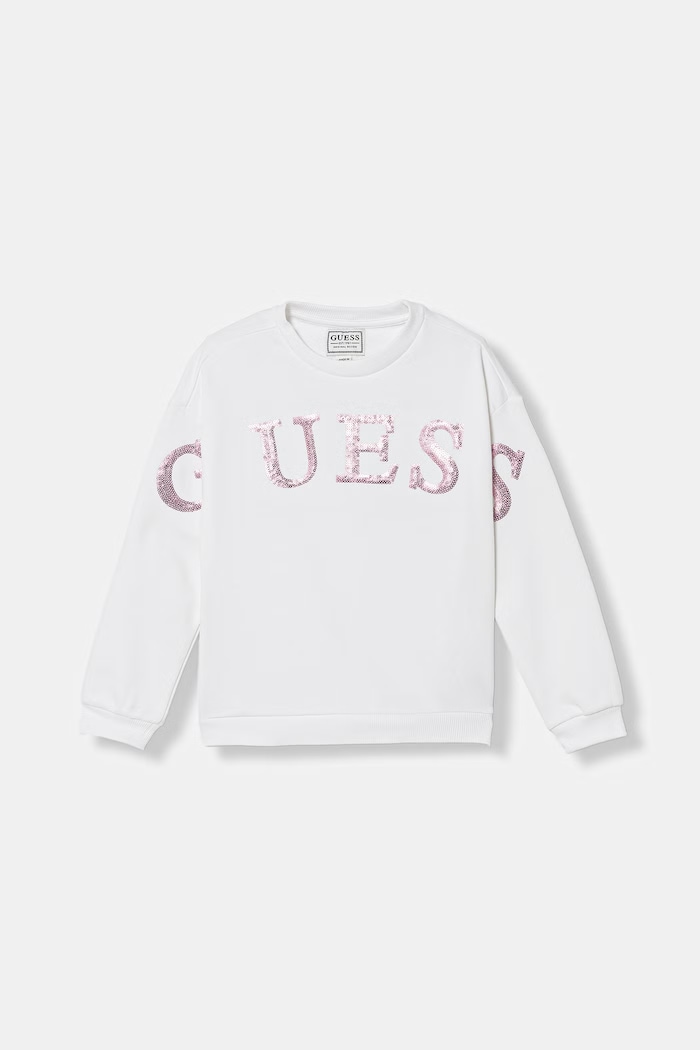 Guess детски памучен суичър бял K6RQ05.KAD74.PPY2