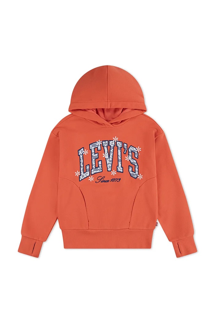 Levi's bluza z kapturem dziecięca bawełniana LOGO HOODIE 4EP543 pomarańczowy SS26