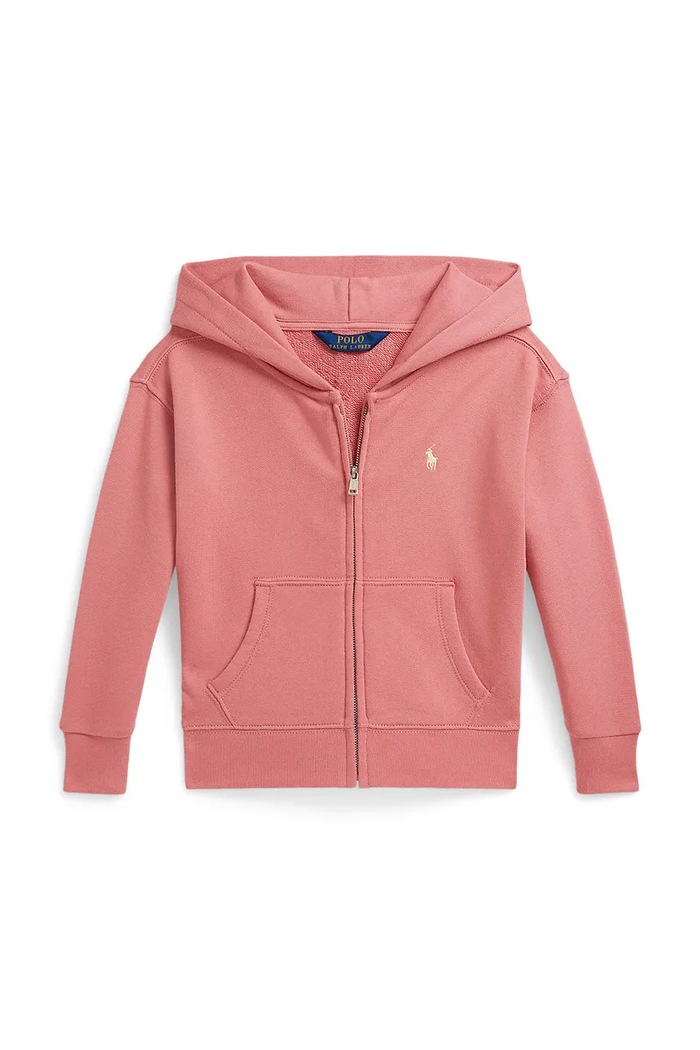 Polo Ralph Lauren bluza rozpinana z kapturem dziecięca bawełniana 312A11856002 różowy SS26