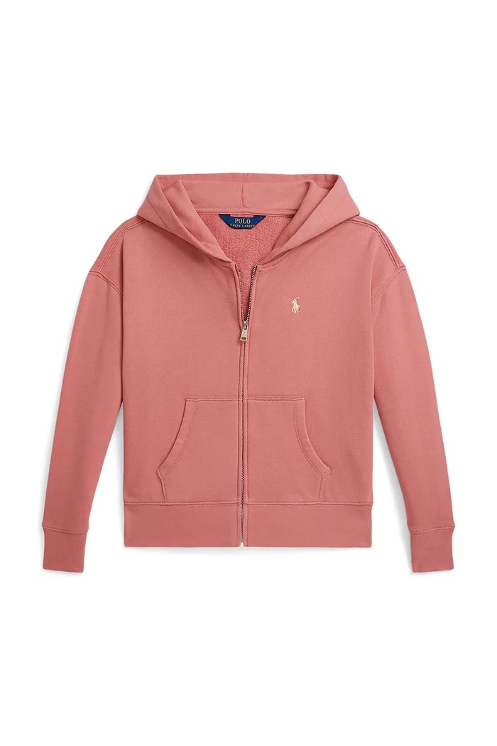 Polo Ralph Lauren detská bavlnená mikina na zips s kapucňou 313A11856001 ružová SS26