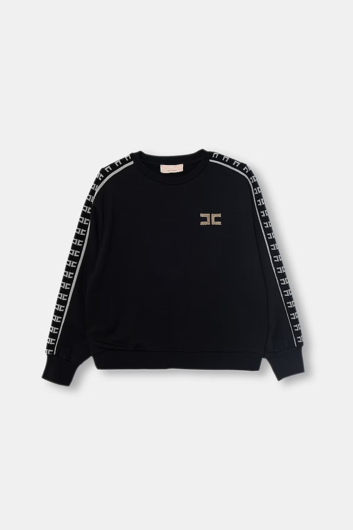 Elisabetta Franchi hanorac pentru copii, din bumbac negru EFFE168.0.FF002