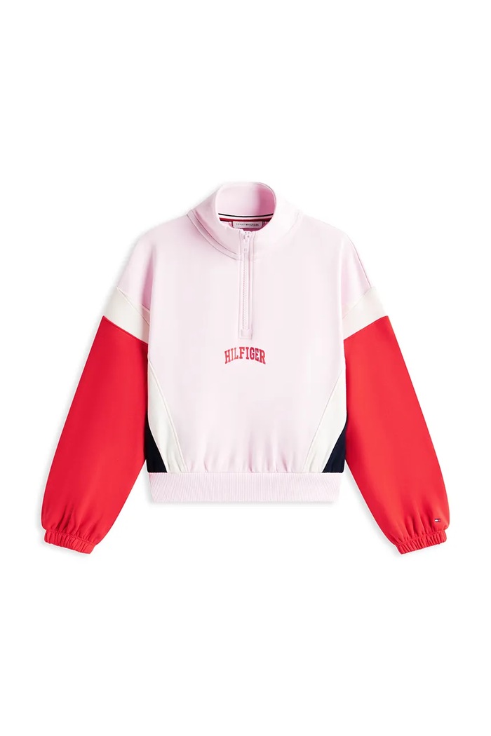 Tommy Hilfiger mikina na zips detská bavlnená s elastanom KG0KG09237.128.176.PPY2 ružová SS26