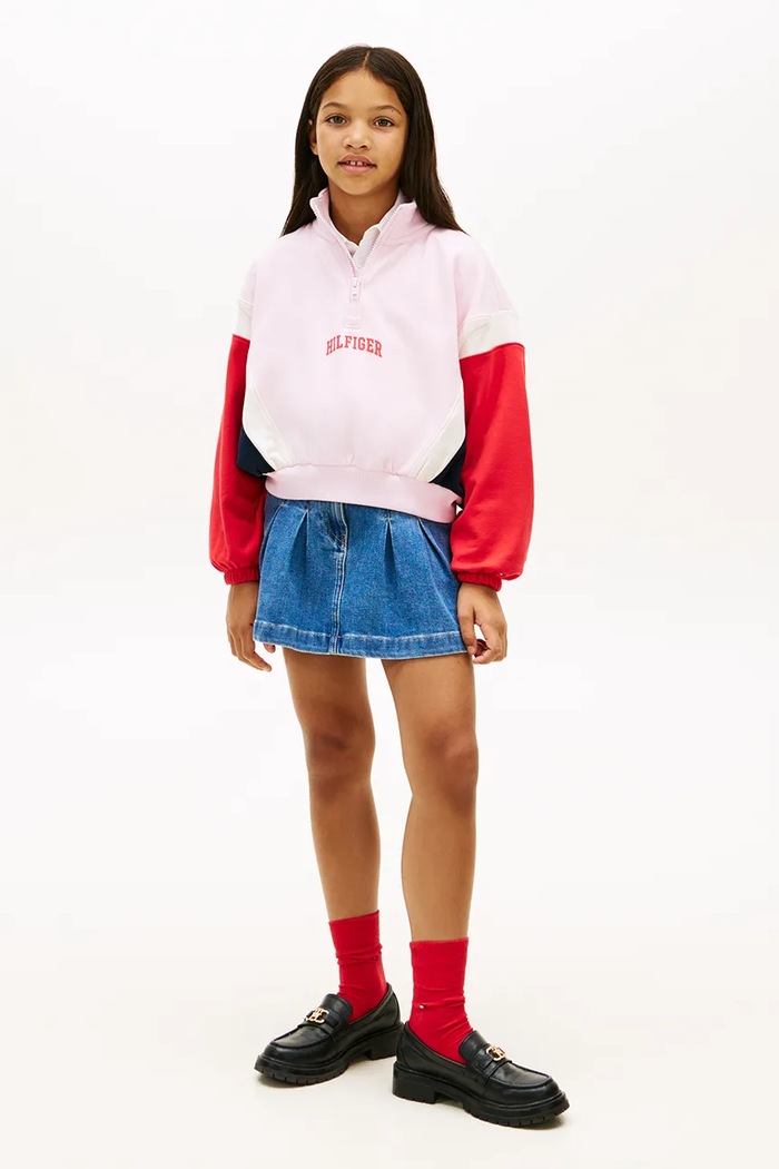 Dievča Tommy Hilfiger mikina na zips detská bavlnená s elastanom KG0KG09237.128.176.PPY2 ružová
