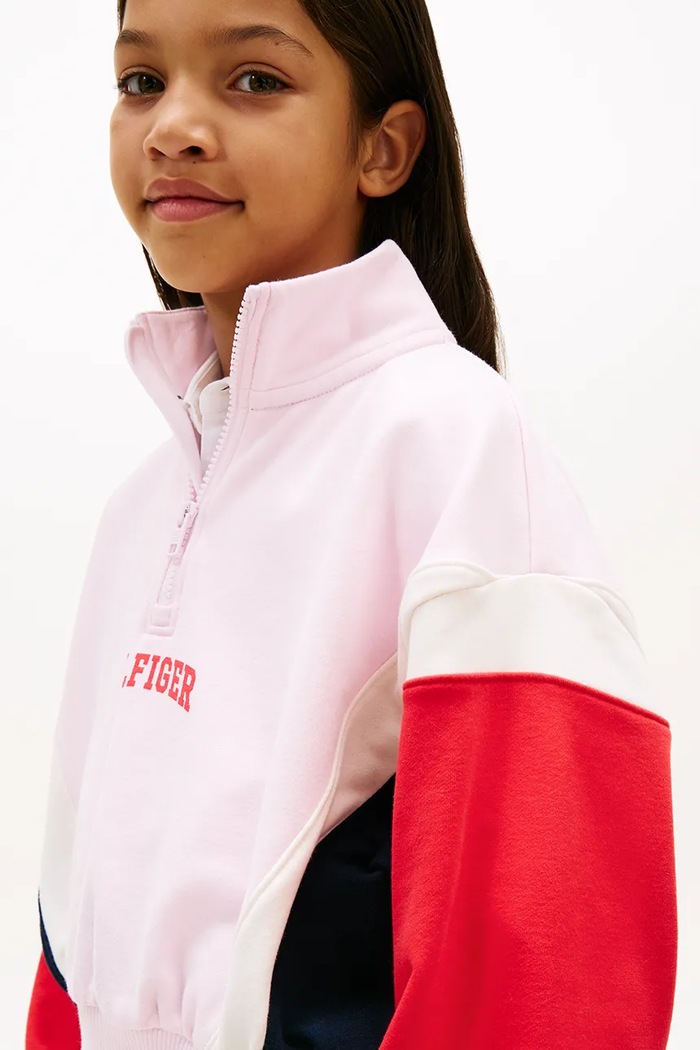 Tommy Hilfiger mikina na zips detská bavlnená s elastanom KG0KG09237.128.176.PPY2 ružová
