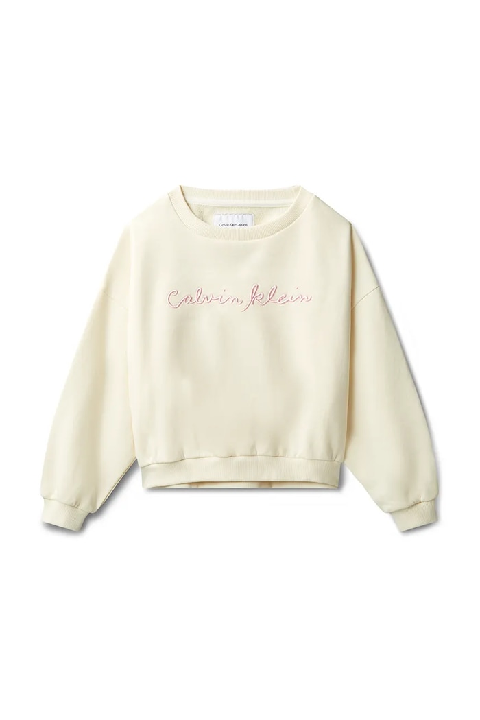 Calvin Klein Jeans mikina detská s bavlnou LVCKSJB25G.128.176.PPY2 béžová SS26