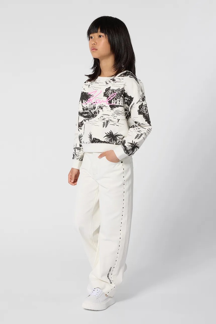 Karl Lagerfeld felpa in cotone bambino/a sovrastampa nero Z31135.114.150