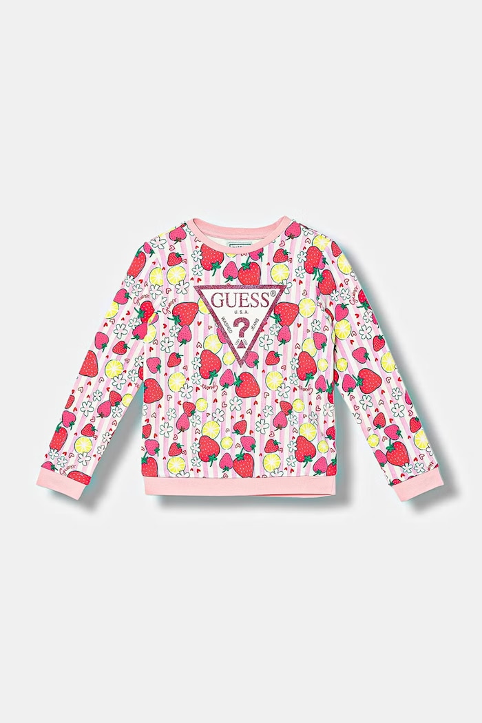 Guess hanorac de bumbac pentru copii print roz K6GQ00.KA6R4.PPY2.M