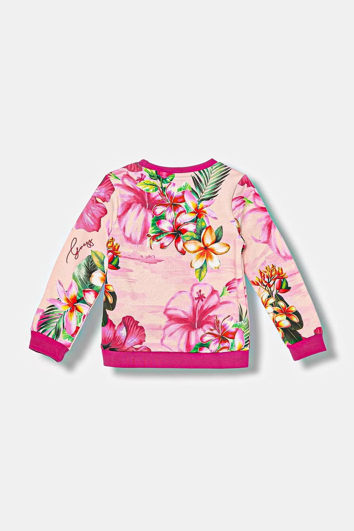 Guess bluza bawełniana dziecięca K6GQ00.KA6R4.PPY2.M różowy SS26