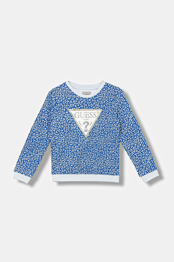 Guess hanorac de bumbac pentru copii print albastru K6GQ00.KA6R4.PPY2.M